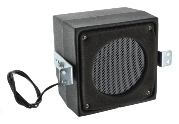 MISCO 4-inch enclosed waterproof speaker 90274, ideal for outdoor intercom and touchscreen kiosk applications, featuring a protective enclosure and mounting brackets.