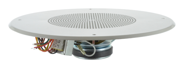 Image of Oaktron by MISCO Model OK8-T74-RW 8-inch Ceiling Speaker Assembly with whizzer cone, steel basket, paper cone, and ferrite magnet.
